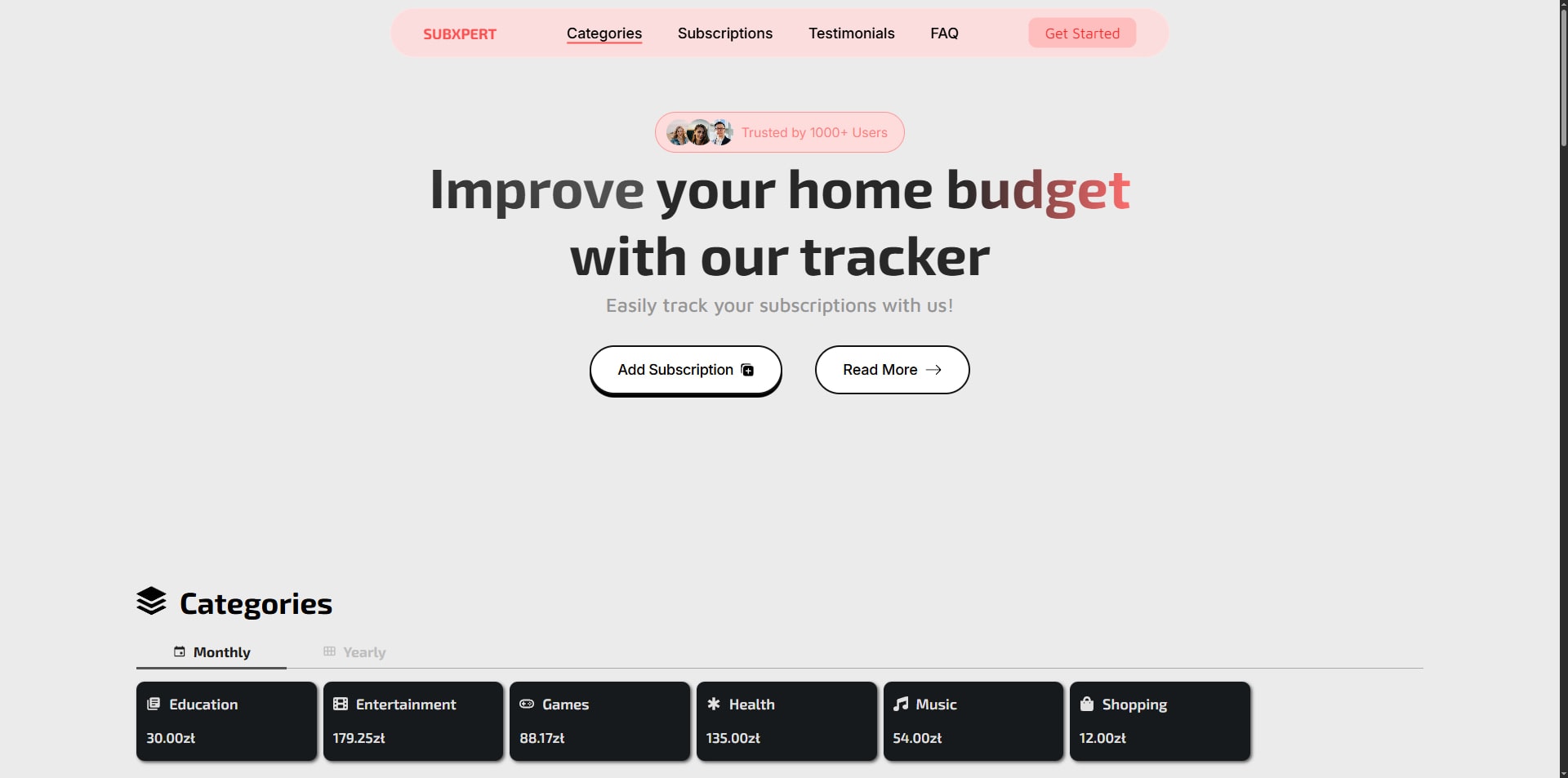 Subscriptions Tracker